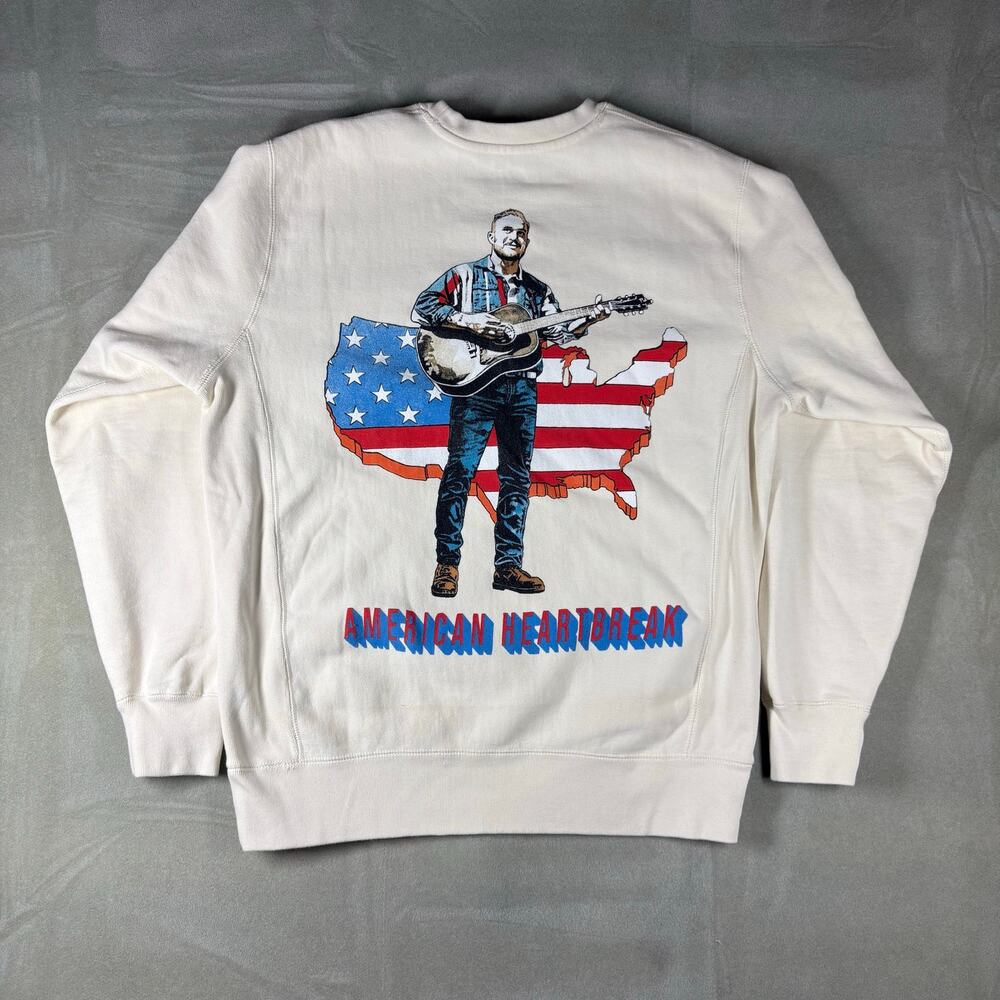 Zach Bryan American Heartbreak Tour Crewneck Sweatshirt Men’s Medium White